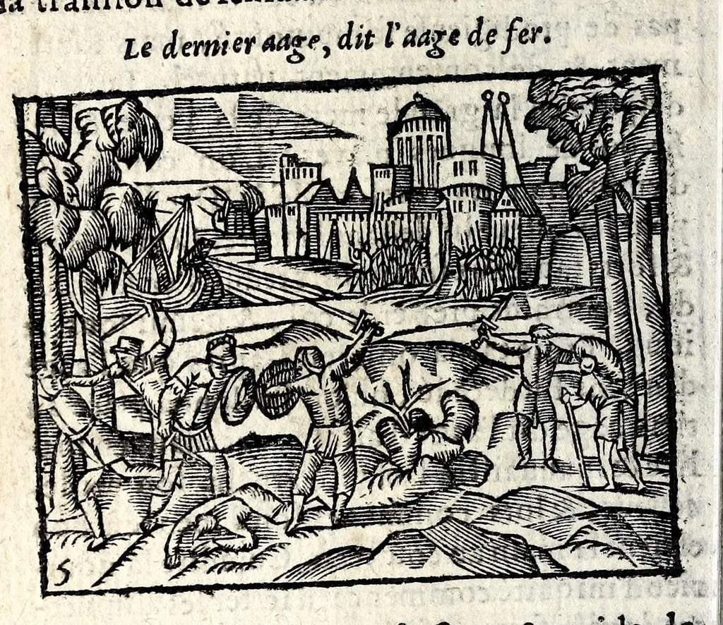 An illustration from La Metamorphose d'Ouide : contenant l'Olympe des histoires poëtiques : traduits de latin en françois, 1608, leaf 24
