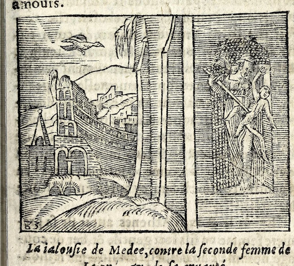 An illustration from La Metamorphose d'Ouide : contenant l'Olympe des histoires poëtiques : traduits de latin en françois, 1608, leaf 291