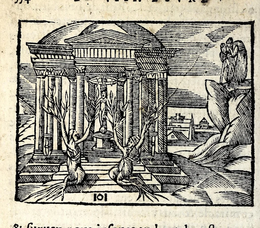 An illustration from La Metamorphose d'Ouide : contenant l'Olympe des histoires poëtiques : traduits de latin en françois, 1608, leaf 360
