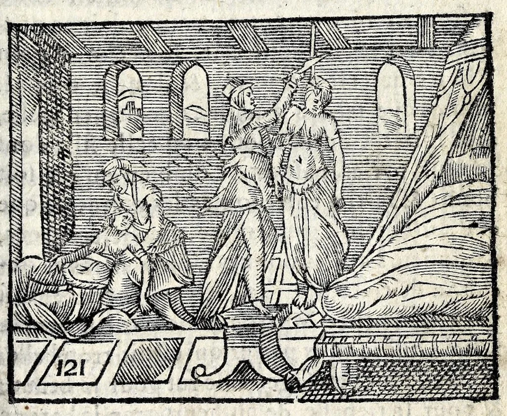 An illustration from La Metamorphose d'Ouide : contenant l'Olympe des histoires poëtiques : traduits de latin en françois, 1608, leaf 437