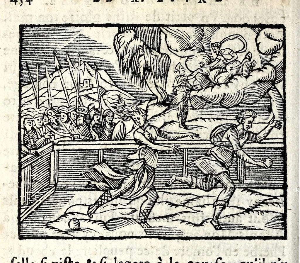 An illustration from La Metamorphose d'Ouide : contenant l'Olympe des histoires poëtiques : traduits de latin en françois, 1608, leaf 460