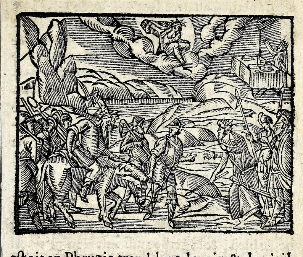 An illustration from La Metamorphose d'Ouide : contenant l'Olympe des histoires poëtiques : traduits de latin en françois, 1608, leaf 473