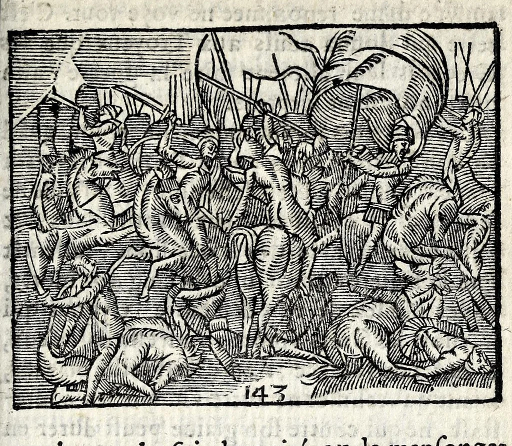 An illustration from La Metamorphose d'Ouide : contenant l'Olympe des histoires poëtiques : traduits de latin en françois, 1608, leaf 579