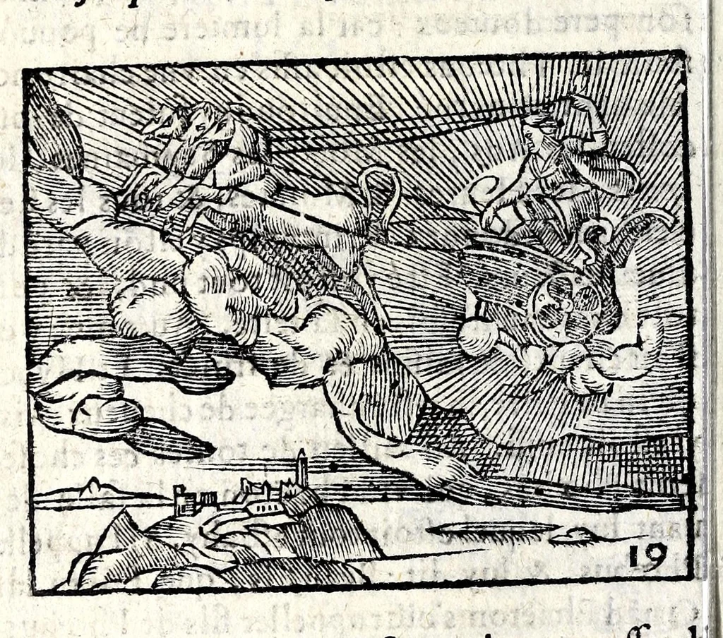 An illustration from La Metamorphose d'Ouide : contenant l'Olympe des histoires poëtiques : traduits de latin en françois, 1608, leaf 58