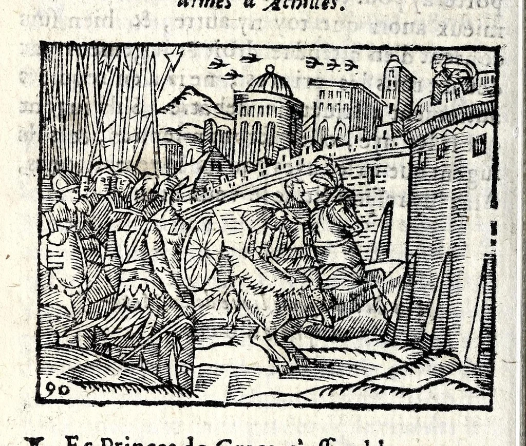 An illustration from La Metamorphose d'Ouide : contenant l'Olympe des histoires poëtiques : traduits de latin en françois, 1608, leaf 620