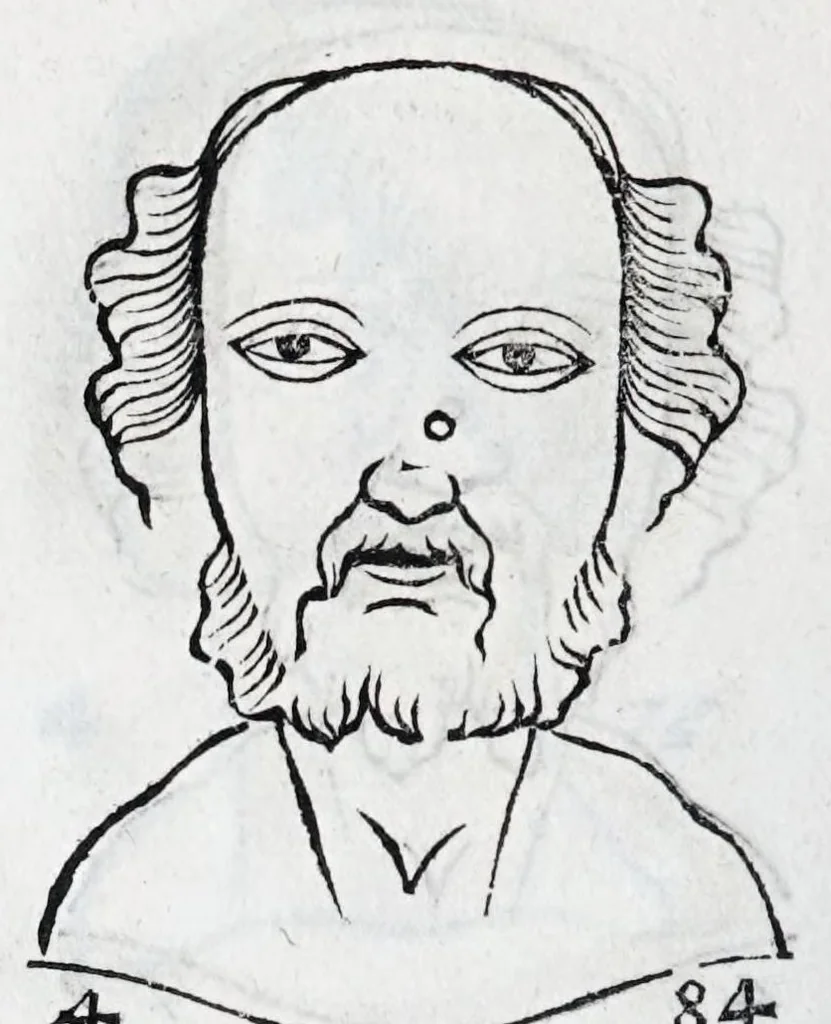 An illustration from La metoposcopie de H. Cardan, medecin milanois : comprise en treize liures, et huit cens figures de la face humaine : a laquelle a esté adjousté, Le traicté des marques naturelles du corps, par Melampus, antien autheur grec : le tout traduit en françois par le sieur C. M. de Laurendiere, docteur en medecine, 1658, leaf 224