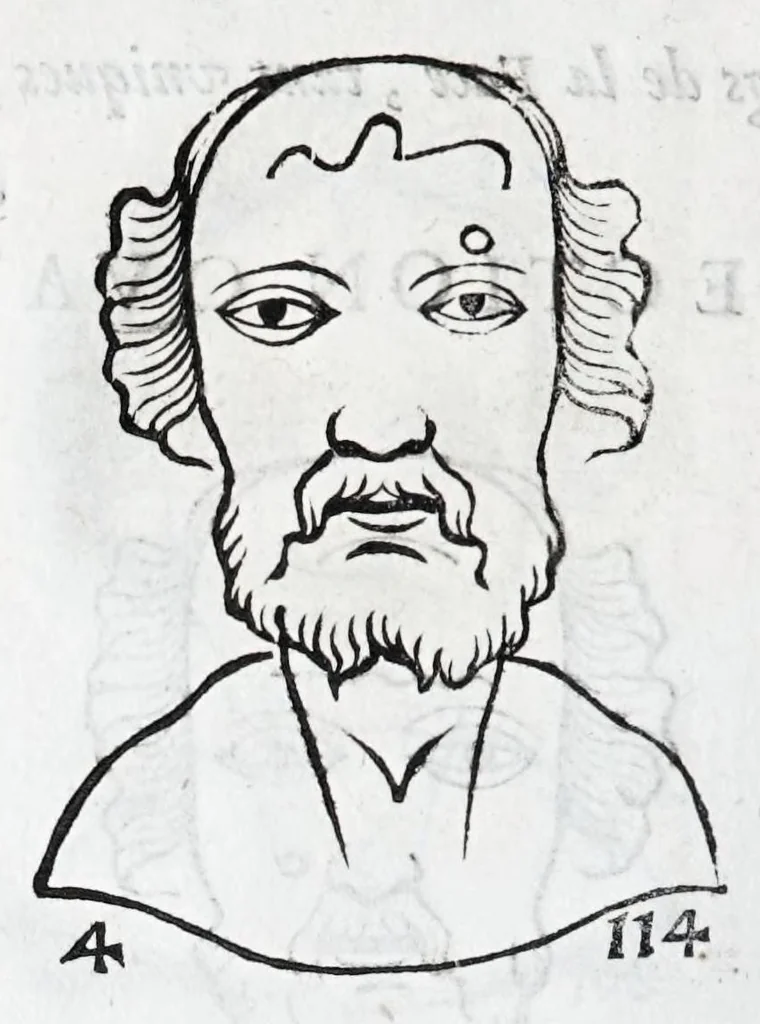 An illustration from La metoposcopie de H. Cardan, medecin milanois : comprise en treize liures, et huit cens figures de la face humaine : a laquelle a esté adjousté, Le traicté des marques naturelles du corps, par Melampus, antien autheur grec : le tout traduit en françois par le sieur C. M. de Laurendiere, docteur en medecine, 1658, leaf 232