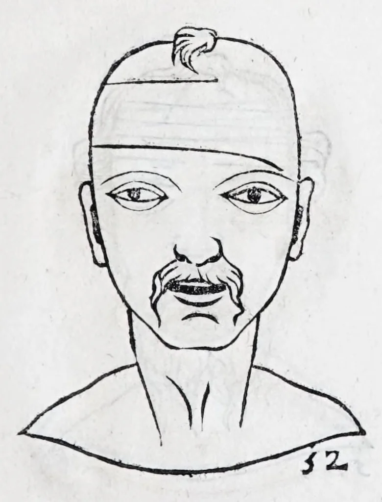 An illustration from La metoposcopie de H. Cardan, medecin milanois : comprise en treize liures, et huit cens figures de la face humaine : a laquelle a esté adjousté, Le traicté des marques naturelles du corps, par Melampus, antien autheur grec : le tout traduit en françois par le sieur C. M. de Laurendiere, docteur en medecine, 1658, leaf 35