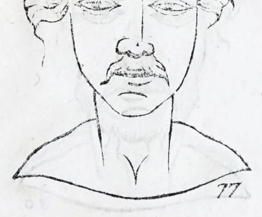 An illustration from La metoposcopie de H. Cardan, medecin milanois : comprise en treize liures, et huit cens figures de la face humaine : a laquelle a esté adjousté, Le traicté des marques naturelles du corps, par Melampus, antien autheur grec : le tout traduit en françois par le sieur C. M. de Laurendiere, docteur en medecine, 1658, leaf 41