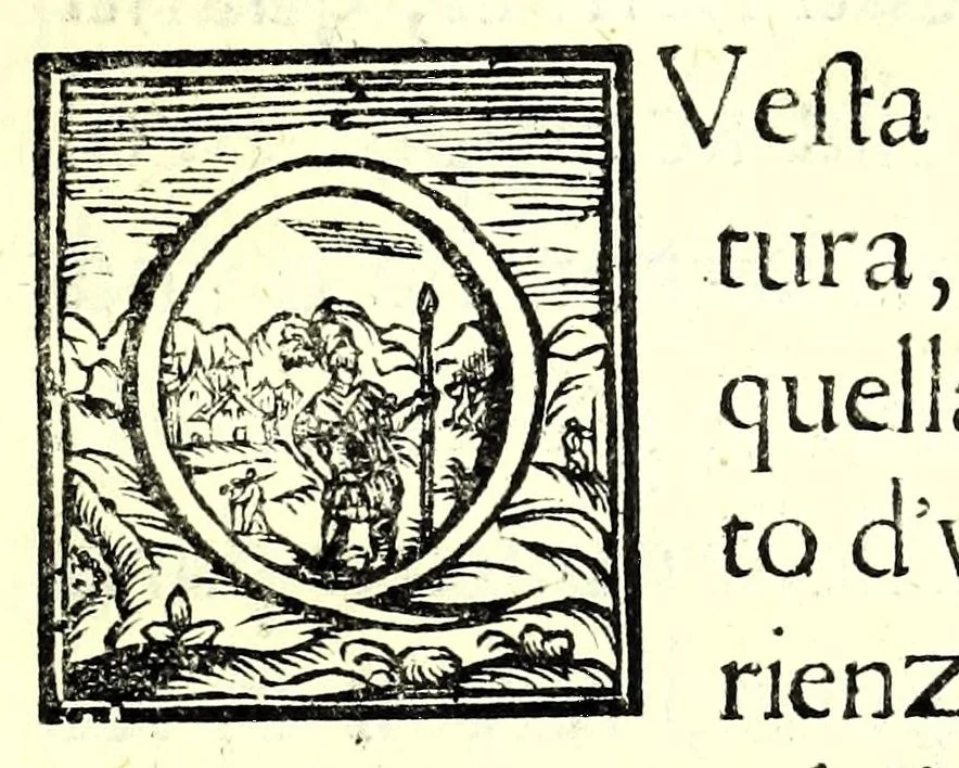 An illustration from La militare architettura, ouero, Fortificatione moderna : cauata dall'esperienza, e da varie maniere più pratticabili, con le regole principali dell'aritmetica, e dottrina de' triangoli spettante all'arte, espugnatione, e guardia delle piazze, et vn trattato dell'arte militare del capitan Pietro Ruggiero .., 1661, leaf 7