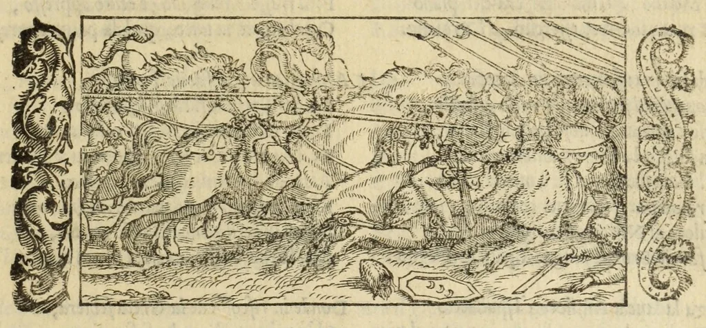 An illustration from L'amore di Trolio et Griseida, ove, Si tratta in bvona parte la Gverra de Troia, 1553, leaf 77