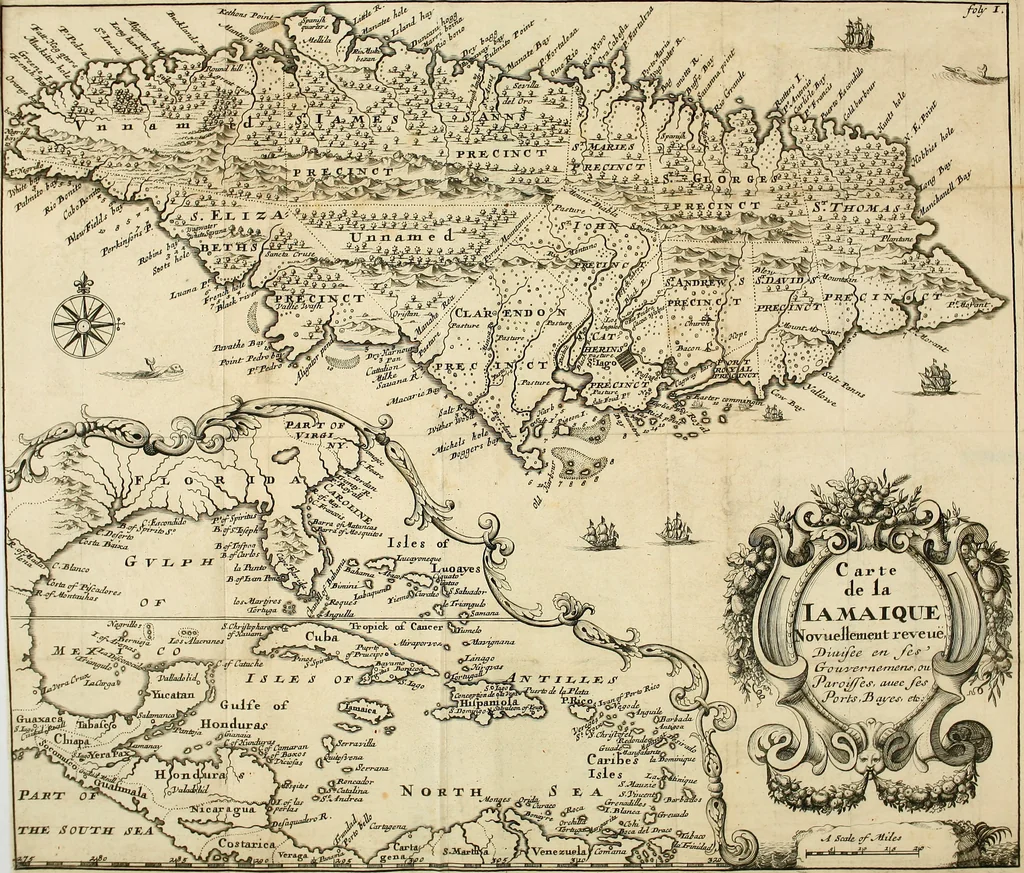 An illustration from L'Amérique angloise, ou Description des isles et terres du roi d'Angleterre, dans l'Amérique, 1688, leaf 12