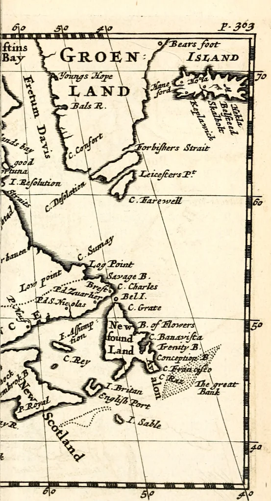 An illustration from L'Amérique angloise, ou Description des isles et terres du roi d'Angleterre, dans l'Amérique, 1688, leaf 352
