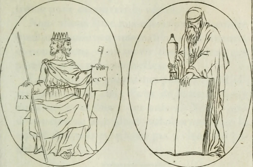 An illustration from La mythologie comparée avec l'histoire, 1822, leaf 82