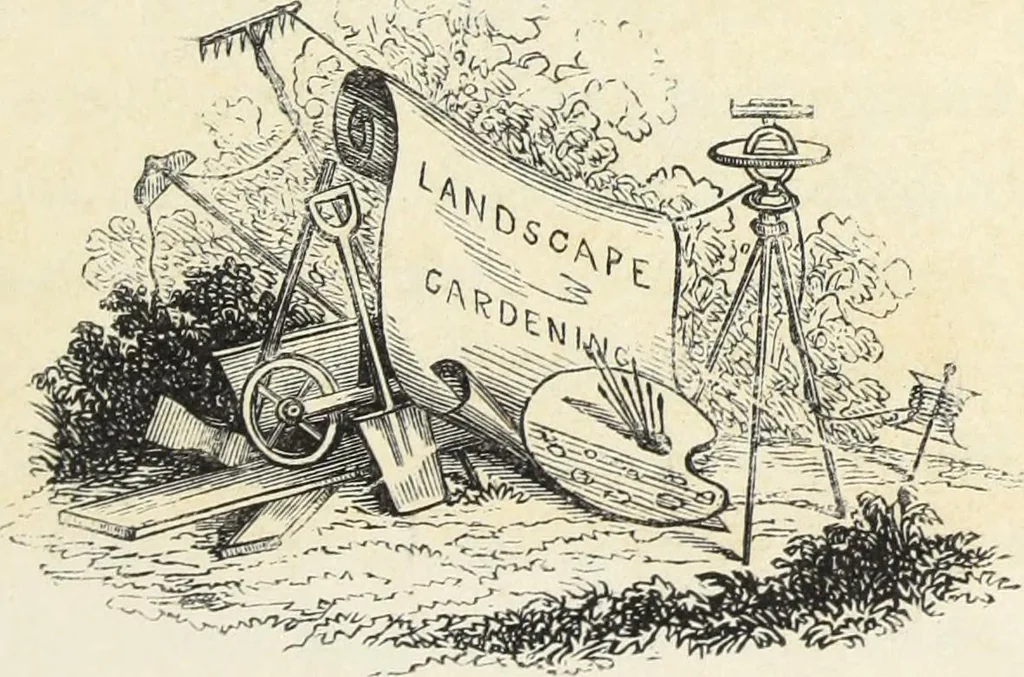 An illustration from The landscape gardening and landscape architecture of the late Humphry Repton, esq., being his entire works on these subjects : ...with historical and scientific introduction, a systematic analysis, a biographical notice, notes, and copious alphabetical index, 1840, leaf 12