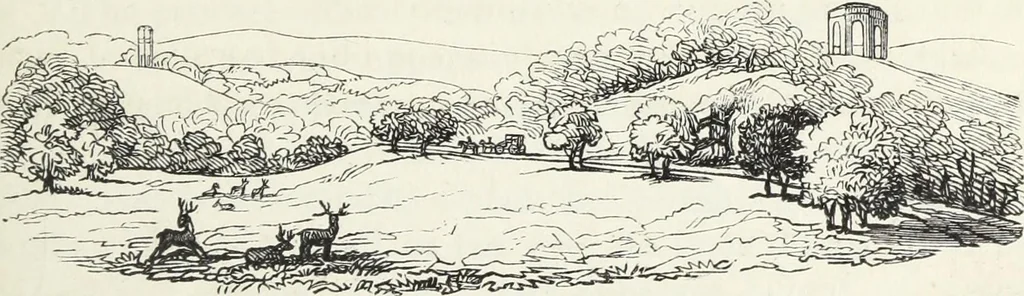 An illustration from The landscape gardening and landscape architecture of the late Humphry Repton, esq., being his entire works on these subjects : ...with historical and scientific introduction, a systematic analysis, a biographical notice, notes, and copious alphabetical index, 1840, leaf 184