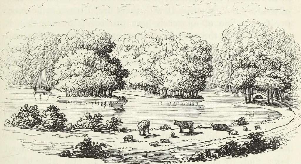 An illustration from The landscape gardening and landscape architecture of the late Humphry Repton, esq., being his entire works on these subjects : ...with historical and scientific introduction, a systematic analysis, a biographical notice, notes, and copious alphabetical index, 1840, leaf 200