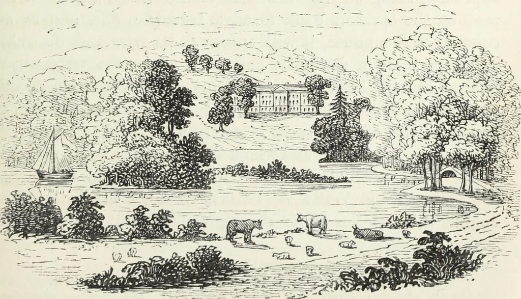 An illustration from The landscape gardening and landscape architecture of the late Humphry Repton, esq., being his entire works on these subjects : ...with historical and scientific introduction, a systematic analysis, a biographical notice, notes, and copious alphabetical index, 1840, leaf 200