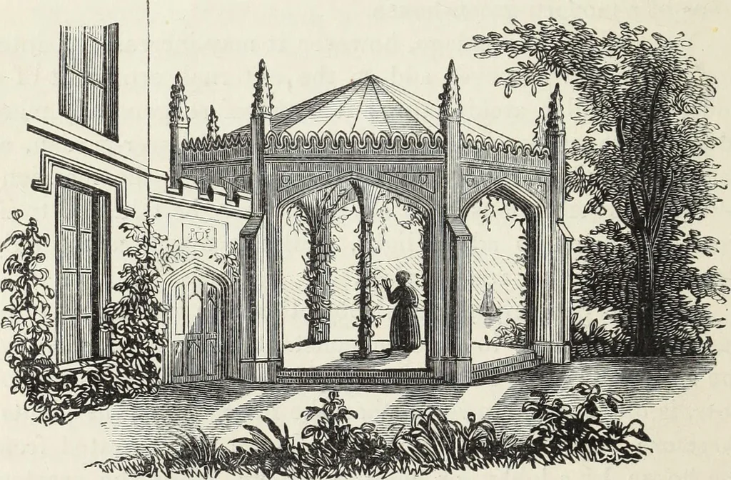 An illustration from The landscape gardening and landscape architecture of the late Humphry Repton, esq., being his entire works on these subjects : ...with historical and scientific introduction, a systematic analysis, a biographical notice, notes, and copious alphabetical index, 1840, leaf 259