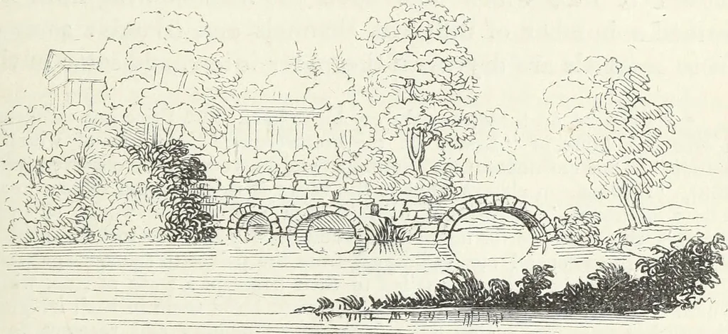 An illustration from The landscape gardening and landscape architecture of the late Humphry Repton, esq., being his entire works on these subjects : ...with historical and scientific introduction, a systematic analysis, a biographical notice, notes, and copious alphabetical index, 1840, leaf 268