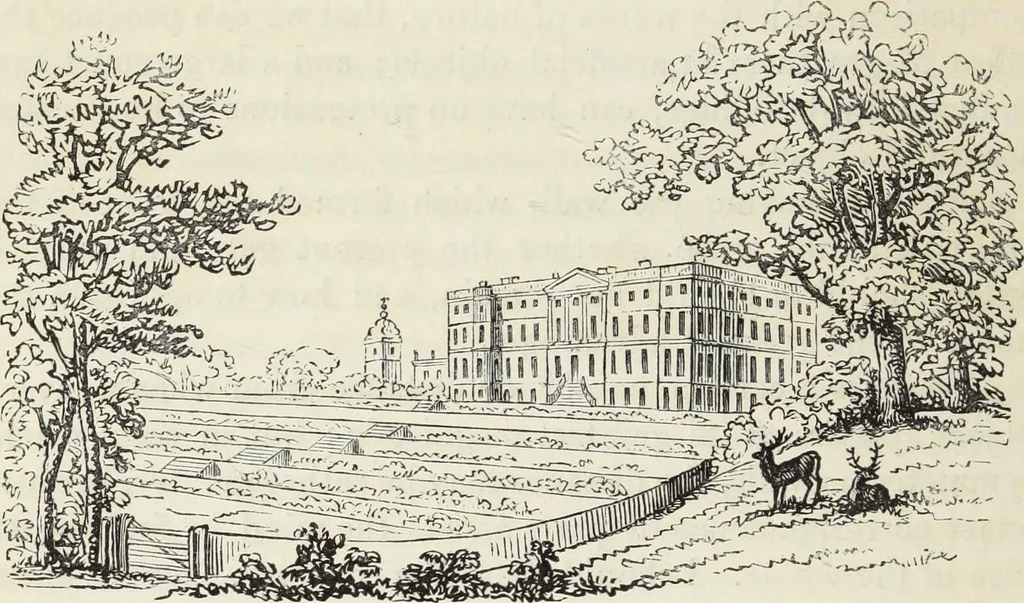 An illustration from The landscape gardening and landscape architecture of the late Humphry Repton, esq., being his entire works on these subjects : ...with historical and scientific introduction, a systematic analysis, a biographical notice, notes, and copious alphabetical index, 1840, leaf 281