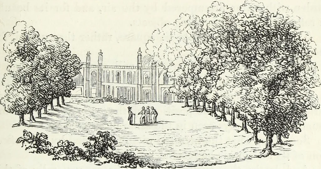 An illustration from The landscape gardening and landscape architecture of the late Humphry Repton, esq., being his entire works on these subjects : ...with historical and scientific introduction, a systematic analysis, a biographical notice, notes, and copious alphabetical index, 1840, leaf 420