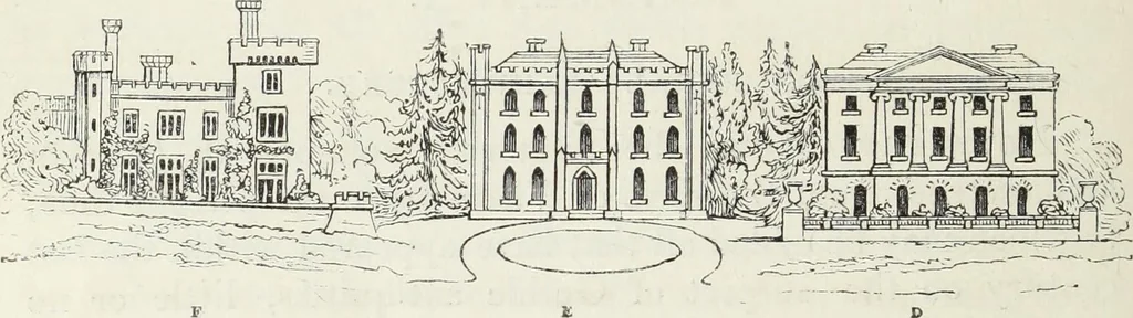 An illustration from The landscape gardening and landscape architecture of the late Humphry Repton, esq., being his entire works on these subjects : ...with historical and scientific introduction, a systematic analysis, a biographical notice, notes, and copious alphabetical index, 1840, leaf 453