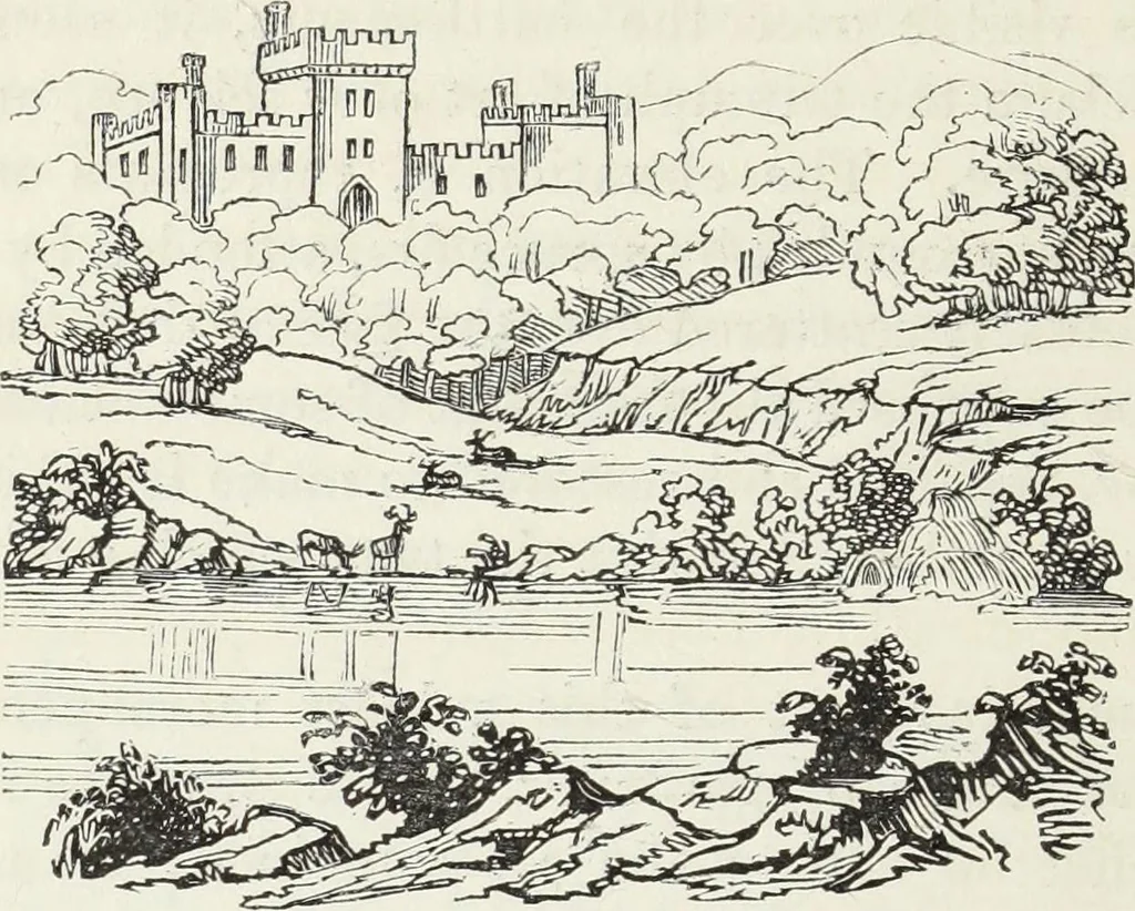 An illustration from The landscape gardening and landscape architecture of the late Humphry Repton, esq., being his entire works on these subjects : ...with historical and scientific introduction, a systematic analysis, a biographical notice, notes, and copious alphabetical index, 1840, leaf 455