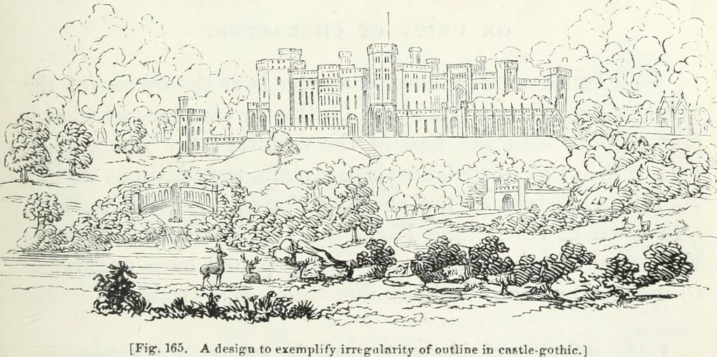 An illustration from The landscape gardening and landscape architecture of the late Humphry Repton, esq., being his entire works on these subjects : ...with historical and scientific introduction, a systematic analysis, a biographical notice, notes, and copious alphabetical index, 1840, leaf 468