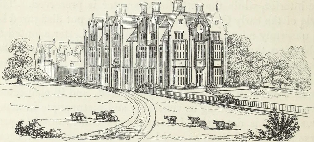 An illustration from The landscape gardening and landscape architecture of the late Humphry Repton, esq., being his entire works on these subjects : ...with historical and scientific introduction, a systematic analysis, a biographical notice, notes, and copious alphabetical index, 1840, leaf 477