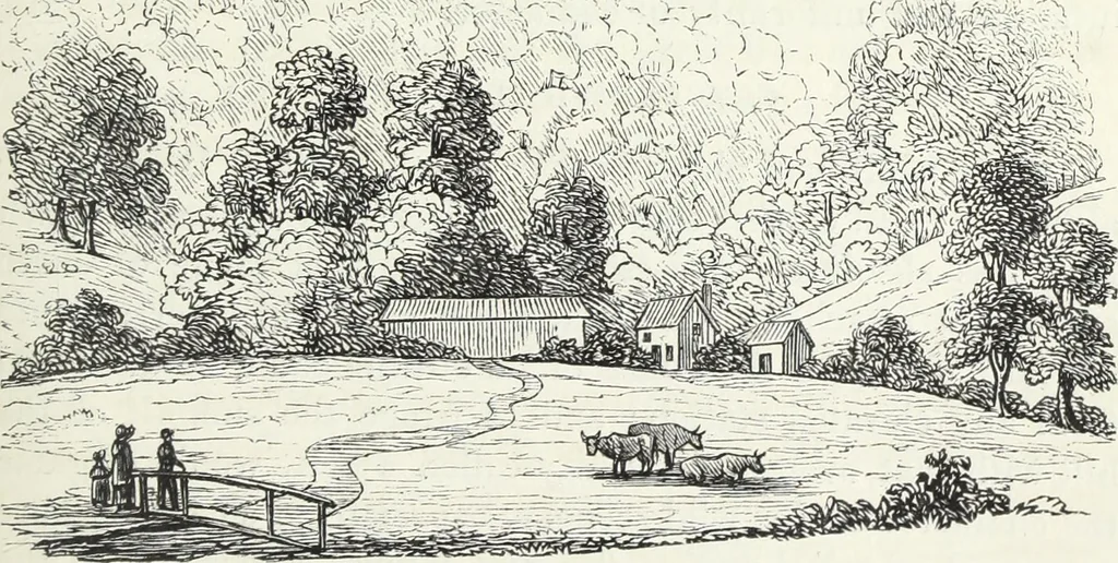 An illustration from The landscape gardening and landscape architecture of the late Humphry Repton, esq., being his entire works on these subjects : ...with historical and scientific introduction, a systematic analysis, a biographical notice, notes, and copious alphabetical index, 1840, leaf 490