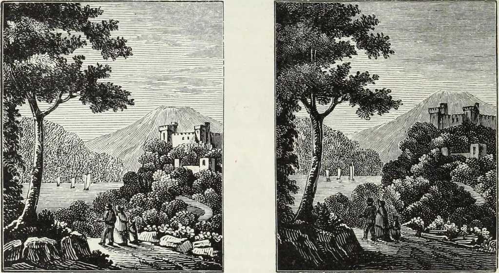 An illustration from The landscape gardening and landscape architecture of the late Humphry Repton, esq., being his entire works on these subjects : ...with historical and scientific introduction, a systematic analysis, a biographical notice, notes, and copious alphabetical index, 1840, leaf 495