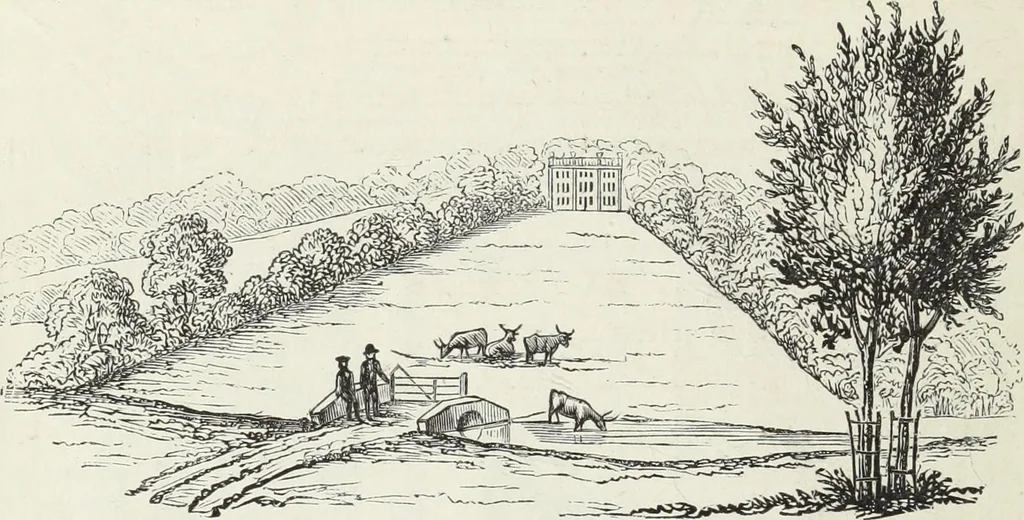 An illustration from The landscape gardening and landscape architecture of the late Humphry Repton, esq., being his entire works on these subjects : ...with historical and scientific introduction, a systematic analysis, a biographical notice, notes, and copious alphabetical index, 1840, leaf 503