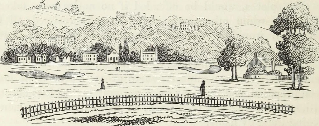 An illustration from The landscape gardening and landscape architecture of the late Humphry Repton, esq., being his entire works on these subjects : ...with historical and scientific introduction, a systematic analysis, a biographical notice, notes, and copious alphabetical index, 1840, leaf 515