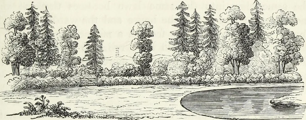 An illustration from The landscape gardening and landscape architecture of the late Humphry Repton, esq., being his entire works on these subjects : ...with historical and scientific introduction, a systematic analysis, a biographical notice, notes, and copious alphabetical index, 1840, leaf 520