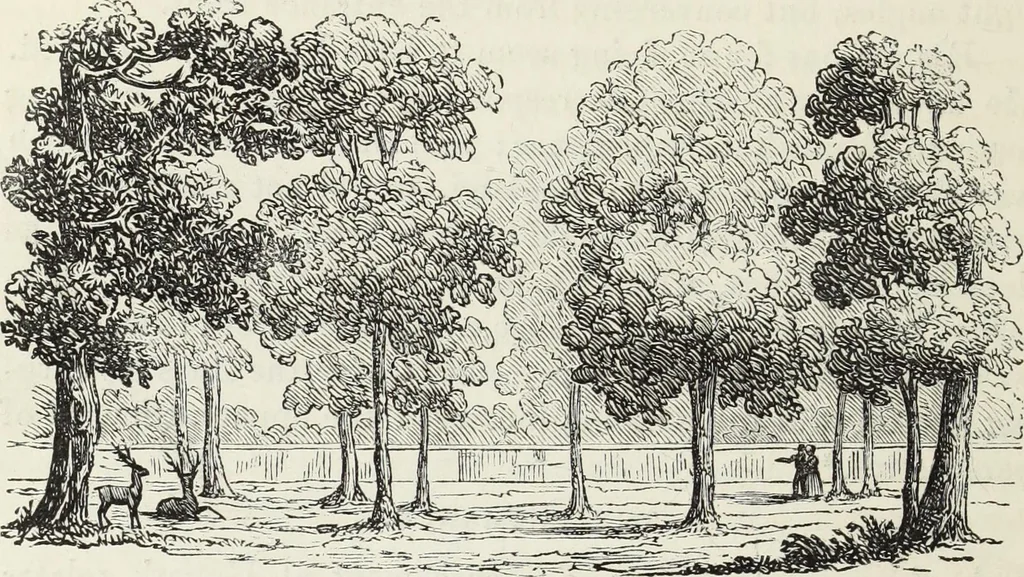 An illustration from The landscape gardening and landscape architecture of the late Humphry Repton, esq., being his entire works on these subjects : ...with historical and scientific introduction, a systematic analysis, a biographical notice, notes, and copious alphabetical index, 1840, leaf 531