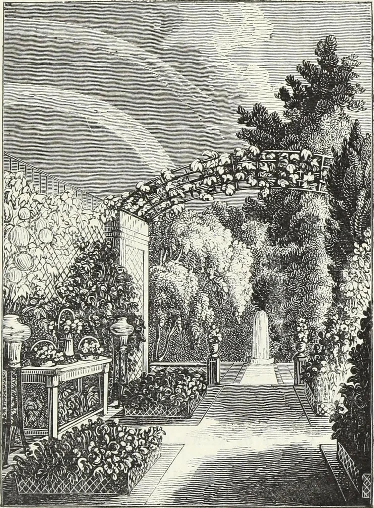 An illustration from The landscape gardening and landscape architecture of the late Humphry Repton, esq., being his entire works on these subjects : ...with historical and scientific introduction, a systematic analysis, a biographical notice, notes, and copious alphabetical index, 1840, leaf 536