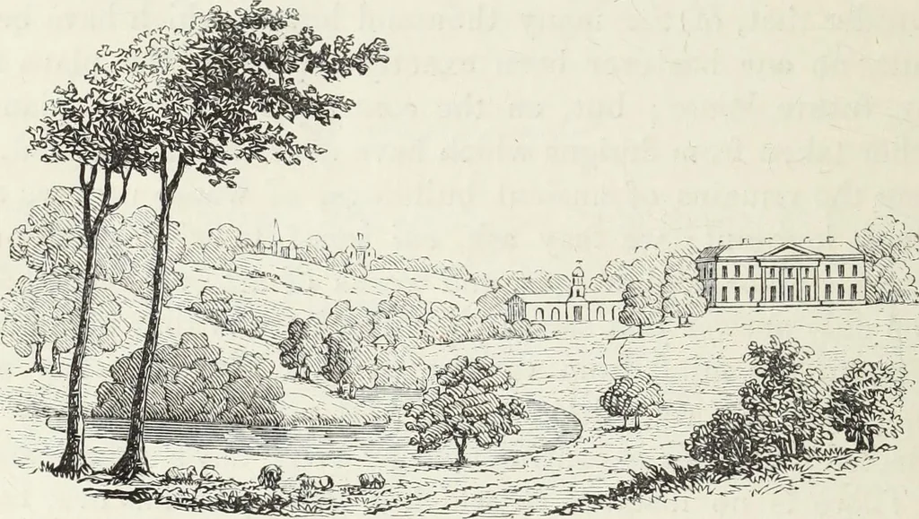 An illustration from The landscape gardening and landscape architecture of the late Humphry Repton, esq., being his entire works on these subjects : ...with historical and scientific introduction, a systematic analysis, a biographical notice, notes, and copious alphabetical index, 1840, leaf 547