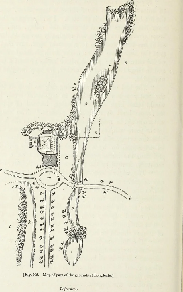 An illustration from The landscape gardening and landscape architecture of the late Humphry Repton, esq., being his entire works on these subjects : ...with historical and scientific introduction, a systematic analysis, a biographical notice, notes, and copious alphabetical index, 1840, leaf 553