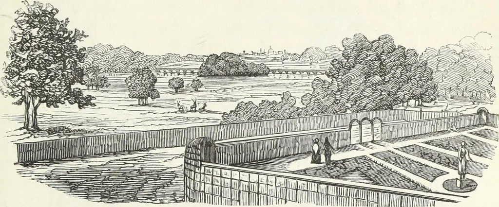 An illustration from The landscape gardening and landscape architecture of the late Humphry Repton, esq., being his entire works on these subjects : ...with historical and scientific introduction, a systematic analysis, a biographical notice, notes, and copious alphabetical index, 1840, leaf 566