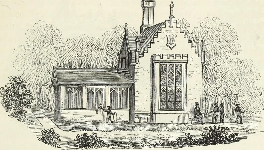 An illustration from The landscape gardening and landscape architecture of the late Humphry Repton, esq., being his entire works on these subjects : ...with historical and scientific introduction, a systematic analysis, a biographical notice, notes, and copious alphabetical index, 1840, leaf 604