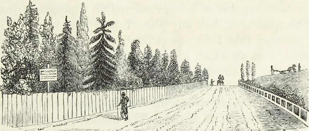 An illustration from The landscape gardening and landscape architecture of the late Humphry Repton, esq., being his entire works on these subjects : ...with historical and scientific introduction, a systematic analysis, a biographical notice, notes, and copious alphabetical index, 1840, leaf 610