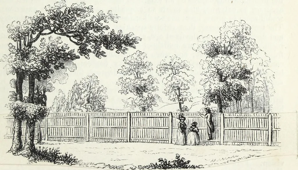An illustration from The landscape gardening and landscape architecture of the late Humphry Repton, esq., being his entire works on these subjects : ...with historical and scientific introduction, a systematic analysis, a biographical notice, notes, and copious alphabetical index, 1840, leaf 72