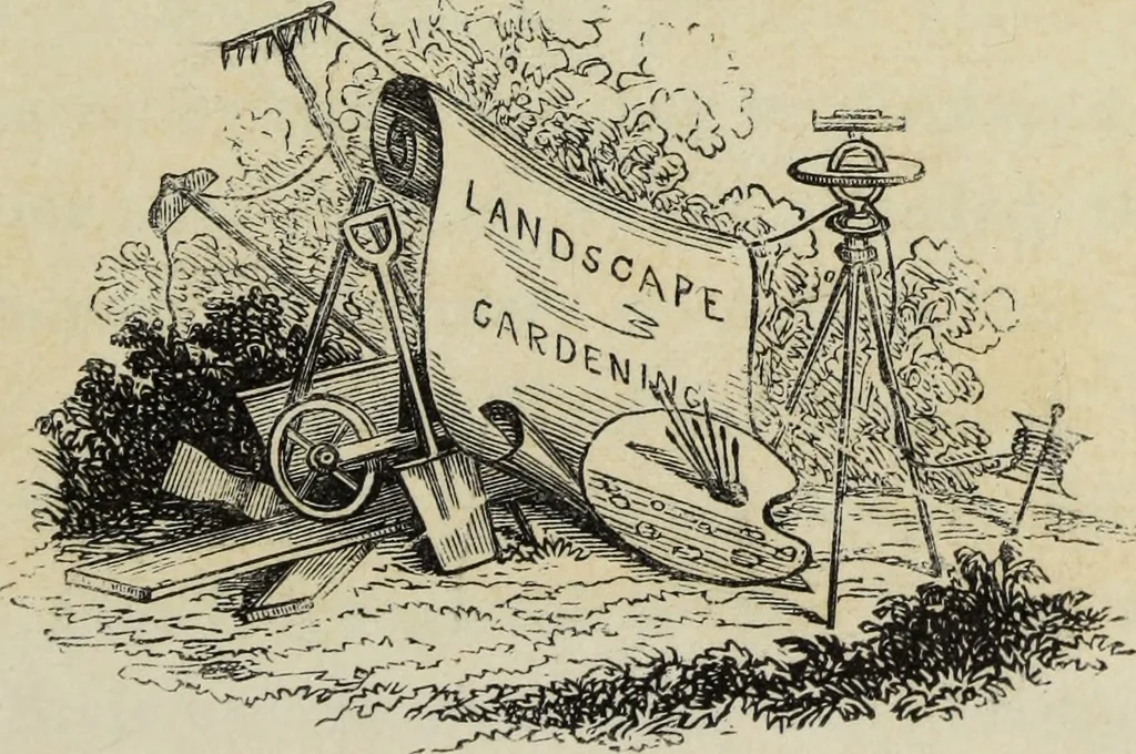 An illustration from The landscape gardening and landscape architecture of the late Humphry Repton, esq., being his entire works on these subjects : ...with historical and scientific introduction, a systematic analysis, a biographical notice, notes, and copious alphabetical index, 1840, leaf 12