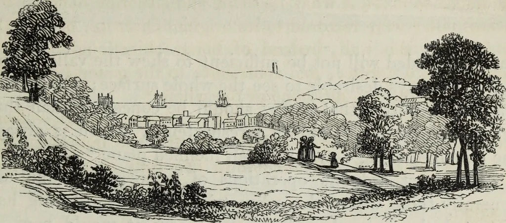 An illustration from The landscape gardening and landscape architecture of the late Humphry Repton, esq., being his entire works on these subjects : ...with historical and scientific introduction, a systematic analysis, a biographical notice, notes, and copious alphabetical index, 1840, leaf 180