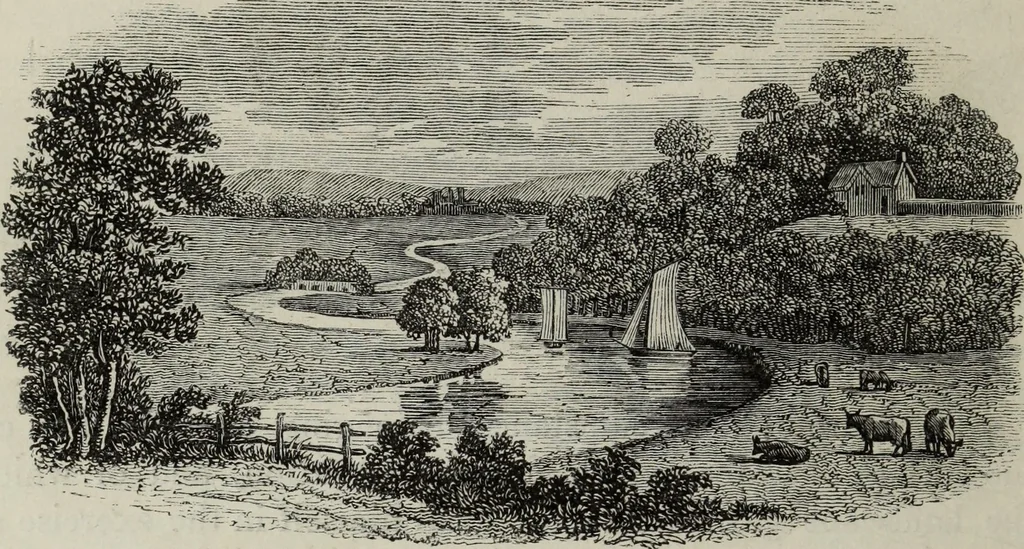 An illustration from The landscape gardening and landscape architecture of the late Humphry Repton, esq., being his entire works on these subjects : ...with historical and scientific introduction, a systematic analysis, a biographical notice, notes, and copious alphabetical index, 1840, leaf 195