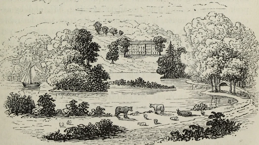 An illustration from The landscape gardening and landscape architecture of the late Humphry Repton, esq., being his entire works on these subjects : ...with historical and scientific introduction, a systematic analysis, a biographical notice, notes, and copious alphabetical index, 1840, leaf 200