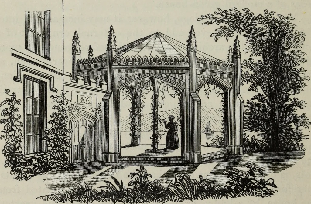An illustration from The landscape gardening and landscape architecture of the late Humphry Repton, esq., being his entire works on these subjects : ...with historical and scientific introduction, a systematic analysis, a biographical notice, notes, and copious alphabetical index, 1840, leaf 259
