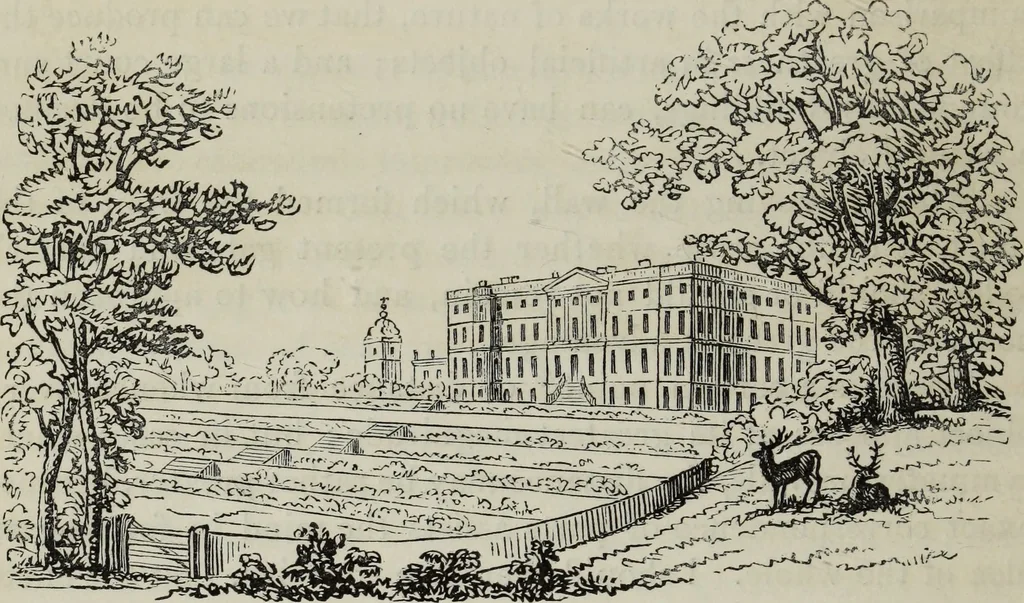 An illustration from The landscape gardening and landscape architecture of the late Humphry Repton, esq., being his entire works on these subjects : ...with historical and scientific introduction, a systematic analysis, a biographical notice, notes, and copious alphabetical index, 1840, leaf 281