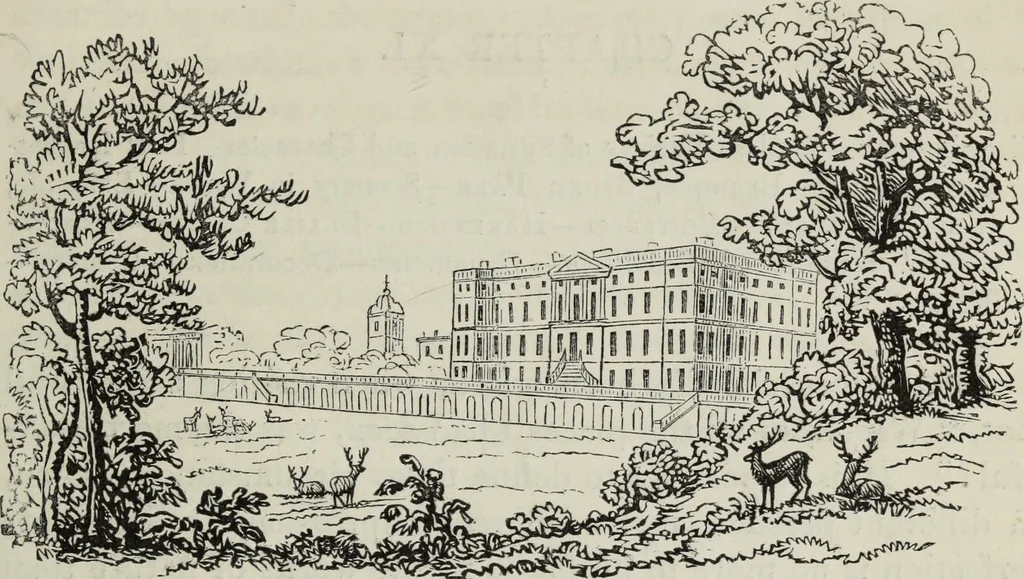 An illustration from The landscape gardening and landscape architecture of the late Humphry Repton, esq., being his entire works on these subjects : ...with historical and scientific introduction, a systematic analysis, a biographical notice, notes, and copious alphabetical index, 1840, leaf 282